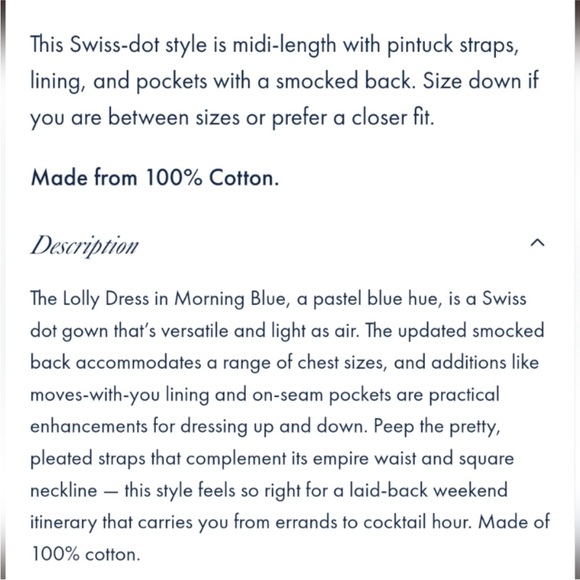 LAKE Lolly dress in morning blue size large EUC - Picture 4 of 12